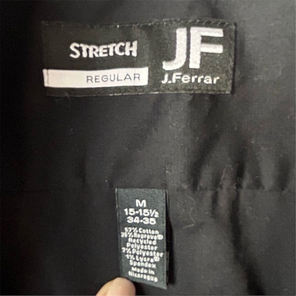 J.Ferrar Men's Stretch Black Dress Shirt Size M Long Sleeve Formal - Picture 5 of 10